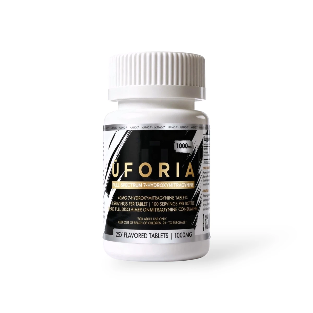 Uforia Full Spectrum 7 Hydroxymitragynine Tablets Black 40mg Per Tablet 25ct 00828