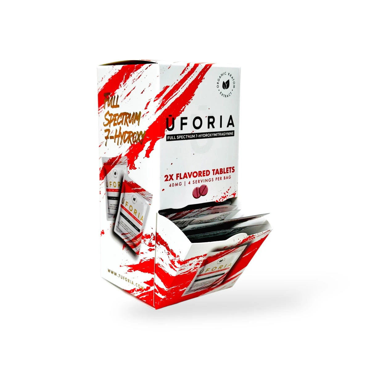 Uforia Full Spectrum 7 Hydroxymitragynine Tablets Red 20mg Per Tablet Box 69607